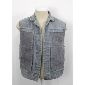 Vintage Ms Lee Vest Jacket Size M Gray Denim & Corduroy USA